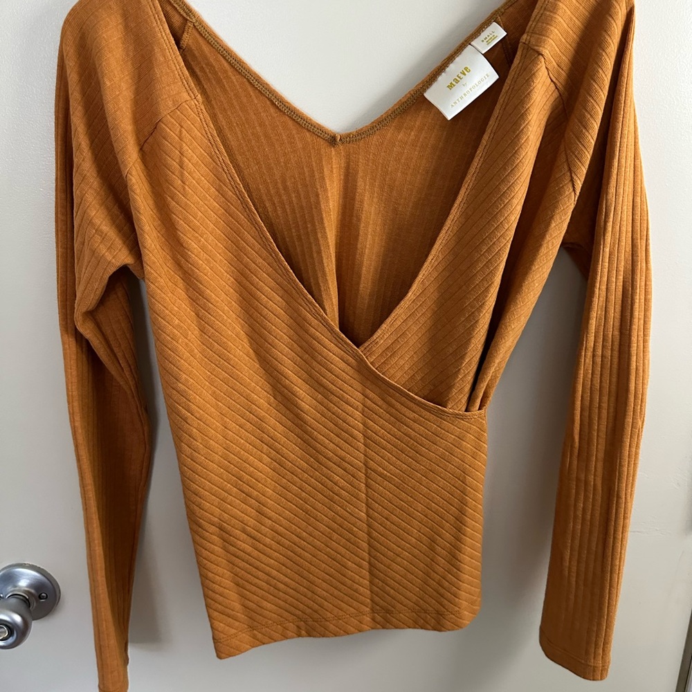 Sunset Yellow Deep V neck Blouse